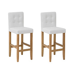 Beliani Tabouret de bar Set de 2 Cuir PU Blanc cassé MADISON 