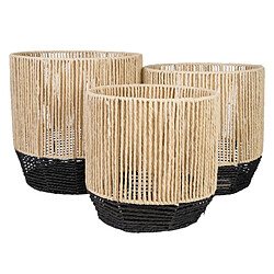 Set de pots de fleurs Romimex Noir Corde (3 Pièces)