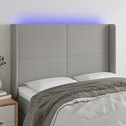 Maison Chic Tête de lit scandinave à LED,meuble de chambre Gris clair 147x16x118/128 cm Tissu -MN54931