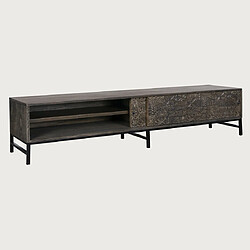 Acheter UNIQKA Hawaï - Meuble TV noir en manguier massif sculpté 160 cm