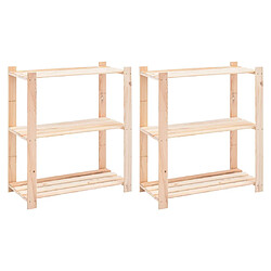 vidaXL Étagères de rangement à 3 niveaux 2 pcs 80x38x90 cm Pin 150 kg 