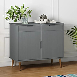 vidaXL Buffet MOLDE Gris 90x40x80 cm Bois massif de pin 