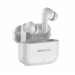 Avis Konrow KTWSBT - Écouteurs Bluetooth (10m, Blanc, Version 5.2) - Emballage Original