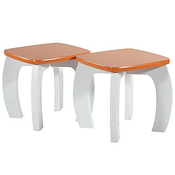 Pegane Ensemble de table et 2 tabourets pour enfant en bois coloris marron, blanc