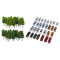 50pcs Voitures Miniatures Peintes Et Maquette de Train de Construction D'Arbres Modèles Échelle Z: 1: 200 Échelle d'agencement Mini arbre vert jardin