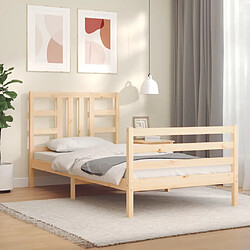 Maison Chic Lit adulte - Cadre de lit et tête de lit,Structure du lit Contemporain pour chambre 100x200 cm bois massif -MN48601