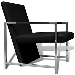 Avis Helloshop26 Fauteuil chaise siège lounge design club sofa salon 2 pcs avec cadre chromé cuir synthétique noir 1102215/3