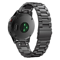 Wewoo Bracelet pour montre connectée de en acier inoxydable à trois perles Garmin Fenix 5taille 22 mm noir