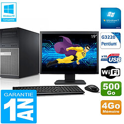 PC Tour DELL 9020 Intel G3220 Ram 4Go Disque 500 Go Wifi W7 Ecran 19" · Occasion 