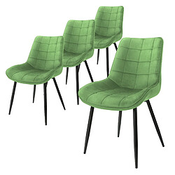 ML-Design Lot 4x chaises de salle à manger/salon rembourrée velours vert sauge fauteuils 