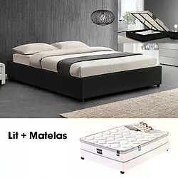 Meubler Design Ensemble Matelas + Sommier Coffre 160 Noir