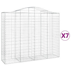 vidaXL Paniers à gabions arqués 7 pcs 200x50x160/180 cm Fer galvanisé