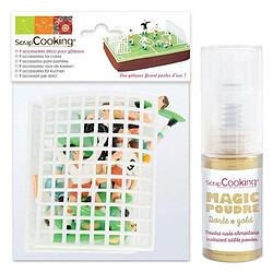 Scrapcooking Décoration pour gâteau Terrain de football + 1 poudre alimentaire irisée dorée