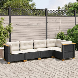 vidaXL Salon de jardin 5 pcs avec coussins noir résine tressée 