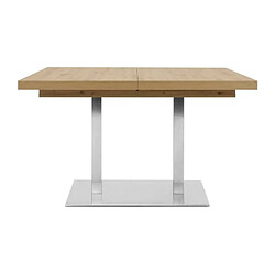 ORLANDO Table a manger a rallonge - Style contemporain - Décor chene artisan et alu - L 120-200 x P 80 x H 75 cm 