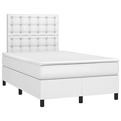 Avis Maison Chic Lit adulte- Lit + matelas + LED,Sommier à lattes de lit matelas LED blanc 120x190 cm similicuir -GKD23763