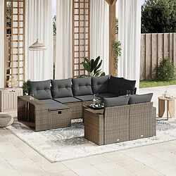 vidaXL Salon de jardin 11 pcs avec coussins gris clair résine tressée