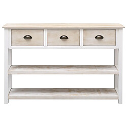 Avis vidaXL Buffet Naturel et blanc 115x30x76 cm Bois