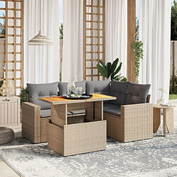 vidaXL Salon de jardin avec coussins 5 pcs beige résine tressée 