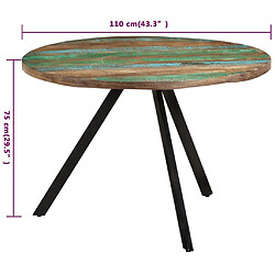 vidaXL Table à manger 110x75 cm Bois massif de récupération pas cher