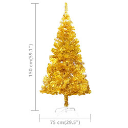 vidaXL Arbre de Noël artificiel pré-éclairé et boules doré 150 cm PET pas cher