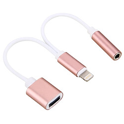 Wewoo Adaptateur Câble de chargeur 10 cm Lightning 8 broches femelle et audio vers mâle Lightning 8 broches pour iPhone 7 7 Plus, 6s 6 Plus, 6 6 Plus, prise en charge iOS 10.3.1 (or rose)