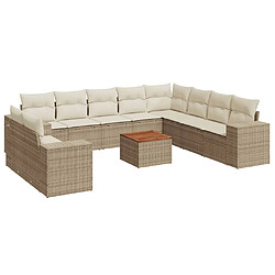 Maison Chic Salon de jardin 11 pcs avec coussins | Ensemble de Table et chaises | Mobilier d'Extérieur beige résine tressée -GKD71612