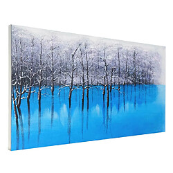 Avis Mendler Tableau à l'huile, lac bleu, peint à la main à 100%, toile de décoration murale XL ~ 140x70cm