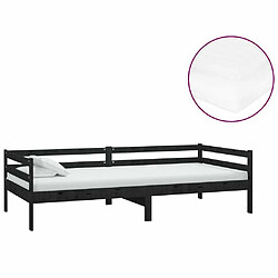 Maison Chic Lit de jour avec matelas, Lit de repos Lit d'invité pour Salon Chambre,Canapé-lit 90x200 cm Noir Bois de pin massif -MN94644