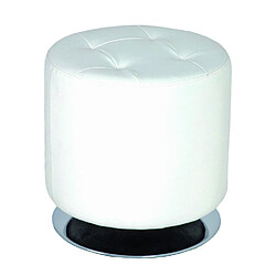 Pegane Tabouret tournable en acier chromé et Polyuréthane coloris chromé-blanc, Dim : H40 x D40 cm 