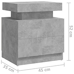 vidaXL Table de chevet Gris béton 45x35x52 cm Bois d'ingénierie pas cher