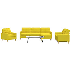 vidaXL Ensemble de canapés 4 pcs avec repose-pied jaune clair tissu