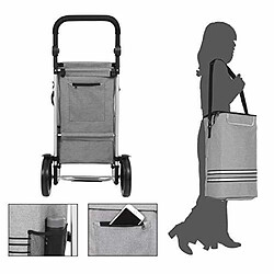 Acheter SONGMICS Caddie de Courses Solide Pliable avec Compartiment Isotherme Polyvalent Chariot de Courses avec Bandes réfléchissantes Trolley de Courses Chariot à Main Sac Amovible roulettes Gris KST02GY