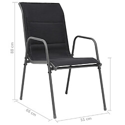 vidaXL Chaises empilables de jardin 4 pcs Acier et textilène Noir pas cher