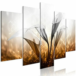 Paris Prix Tableau 5 Panneaux Floral Quartet Wide Golden 100 x 200 cm 