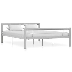 vidaXL Cadre de lit sans matelas gris et blanc métal 140x200 cm