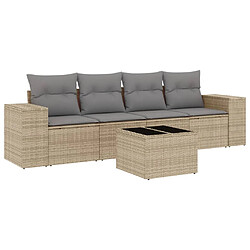 vidaXL Salon de jardin avec coussins 5 pcs beige résine tressée