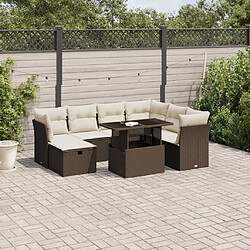 vidaXL Salon de jardin 8 pcs avec coussins marron résine tressée