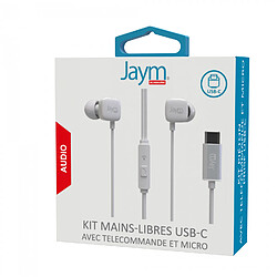 Jaym - Kit Pieton Ecouteurs Intra-auriculaire Type-c + Telecommande + Micro Blanc