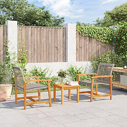 Maison Chic Lot de 2 Chaises de jardin | chaises Relax d'extérieur gris résine tressée et bois d’acacia -GKD39329