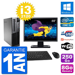 PC Lenovo M92p SFF Ecran 22" Intel i3-2120 RAM 8Go Disque 250Go Windows 10 Wifi · Occasion 