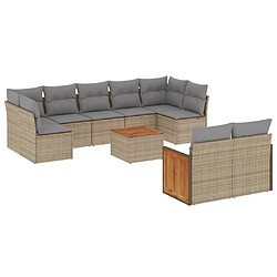 Maison Chic Salon de jardin avec coussins 10 pcs | Ensemble de Table et chaises | Mobilier d'Extérieur beige résine tressée -GKD60958