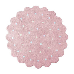 Lorena Canals Tapis coton motif galette rond - rose - 140 Ø