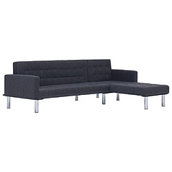 vidaXL Canapé-lit en forme de L gris foncé polyester