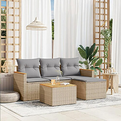 Maison Chic Salon de jardin avec coussins 5 pcs | Ensemble de Table et chaises | Mobilier d'Extérieur beige résine tressée -GKD78218