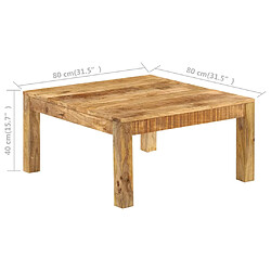 vidaXL Table basse 80x80x40 cm Bois de manguier massif pas cher