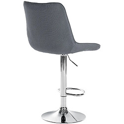 Decoshop26 Lot de 2 tabourets de bar réglable en hauteur pivotant à 360° assise en tissu gris couture verticale pied métal chromé 10_0004433