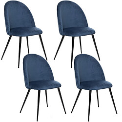 Toilinux Lot de 4 Chaises Slano - Bleu encre Toilinux - Lot de 4 Chaises Slano - Bleu encre - Scandinave