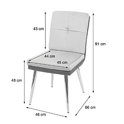 Mendler 2x Chaise de salle à manger HWC-G48, chaise pour la cuisine, chaise rembourrée, similicuir velours ~ gris