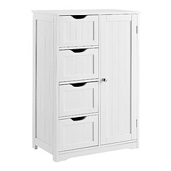 Helloshop26 Armoire étagère commode de salle de bain meuble de rangement MDF laqué 81 cm Blanc 03_0000781 